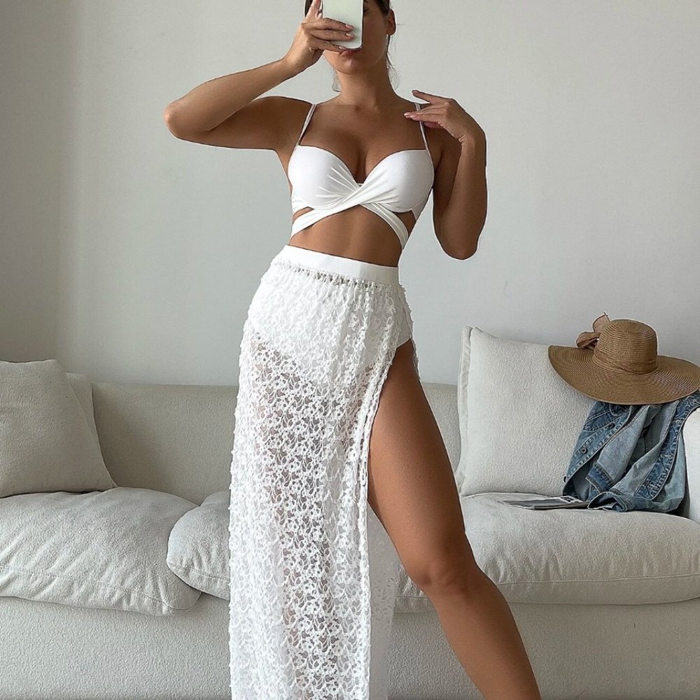 White Bikini and Skirt